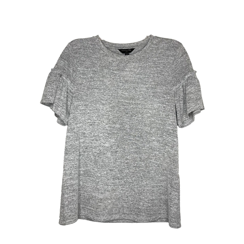 Banana Republic LUXESPUN Gray Top Women Size Small Flutter Short Sleeve